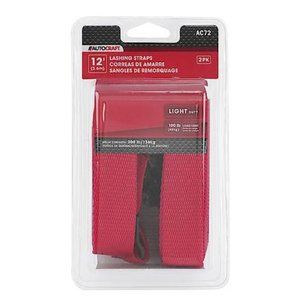 AutoCraft Lashing Strap: 1"W X 12'L, 300 Lbs Work Capacity, With Hooks, 2 Pack